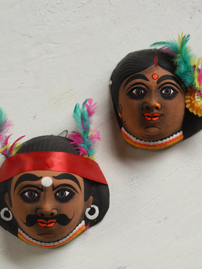 Handmade (Mukhauta) Chhau Mask - Bengal Tribal Couple