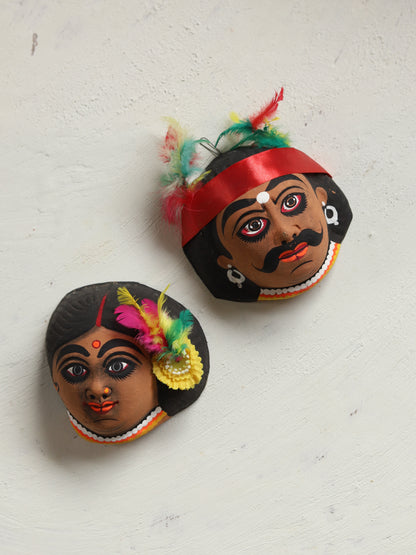 Handmade (Mukhauta) Chhau Mask - Bengal Tribal Couple