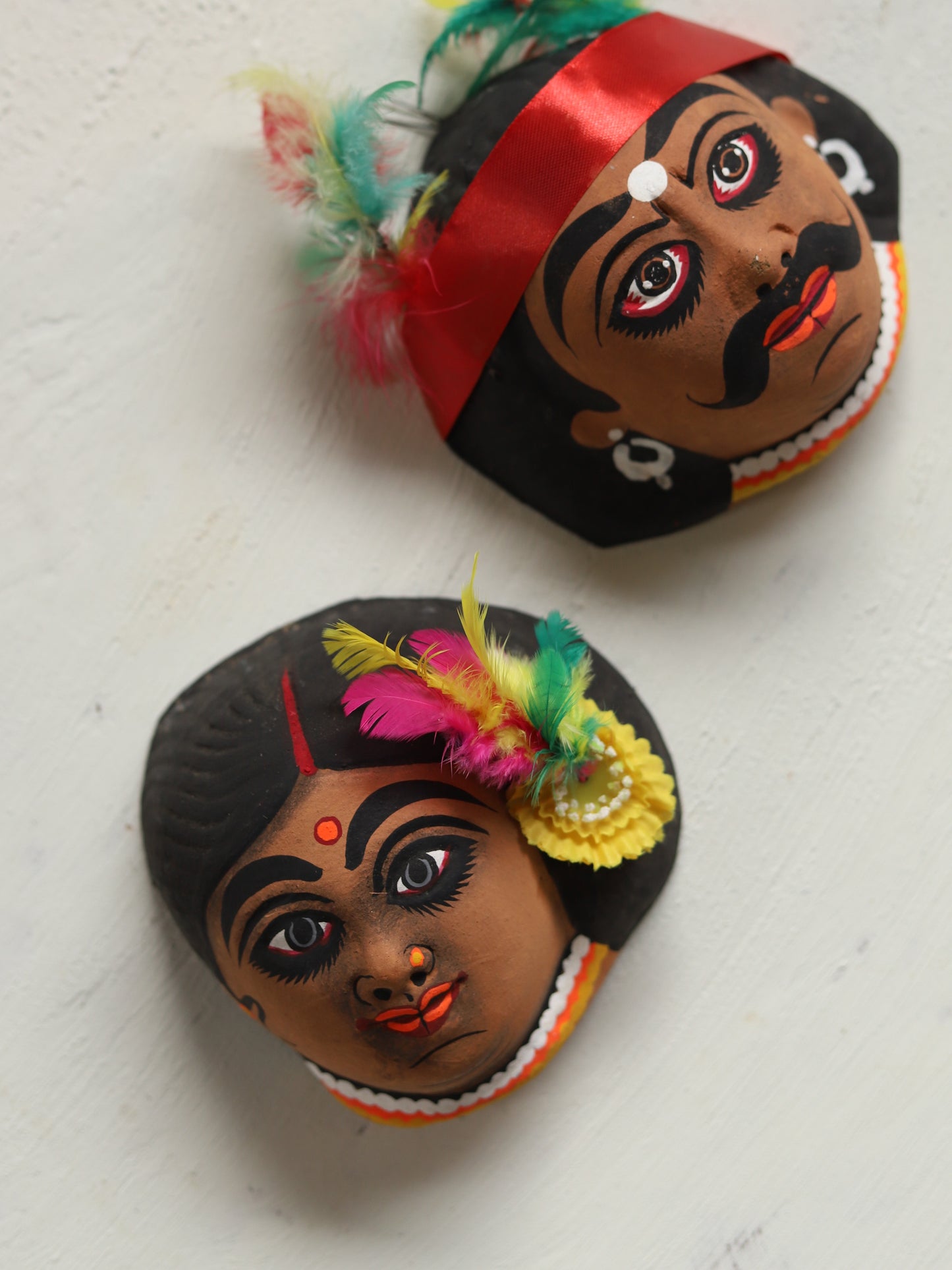 Handmade (Mukhauta) Chhau Mask - Bengal Tribal Couple