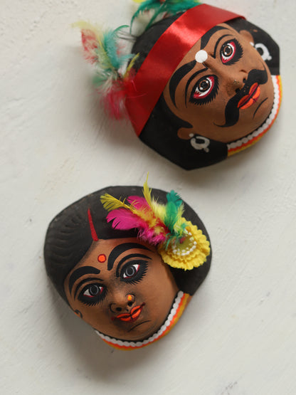 Handmade (Mukhauta) Chhau Mask - Bengal Tribal Couple