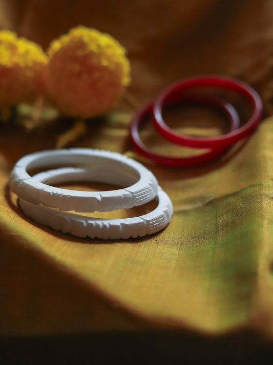 Handcarved Shakha Pola Bangle Pair (2.4 Inch)