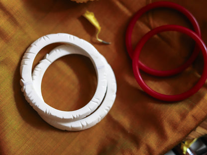 Handcarved Shakha Pola Bangle Pair (2.2 Inch)