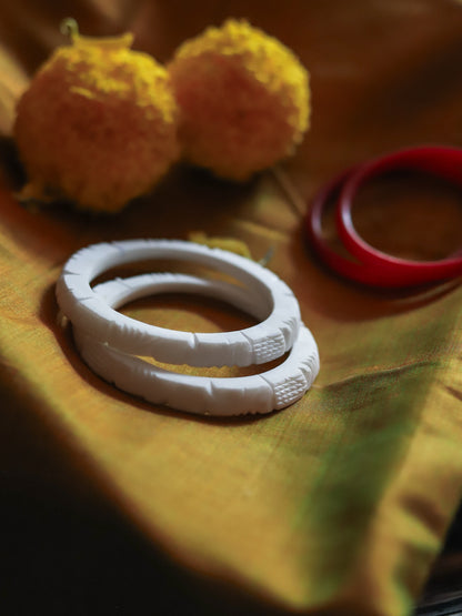 Handcarved Shakha Pola Bangle Pair (2.4 Inch)