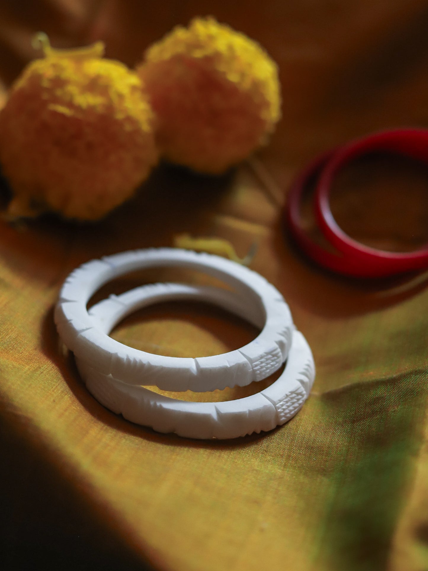 Handcarved Shakha Pola Bangle Pair (2.4 Inch)