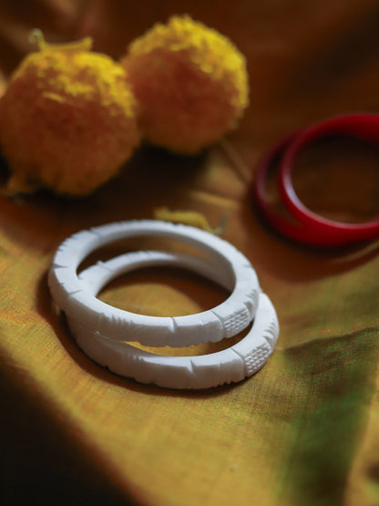 Handcarved Shakha Pola Bangle Pair (2.4 Inch)