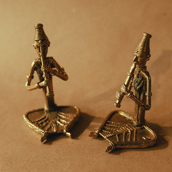 Handmade Dokra Musician Pair (Shehnai Vadak)