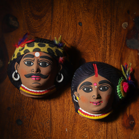 Handmade (Mukhauta) Chhau Mask - Tribal Couple