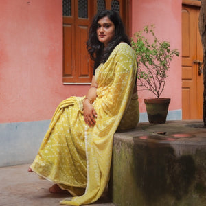 Handwoven Bengal Cotton Saree in Jamdani design