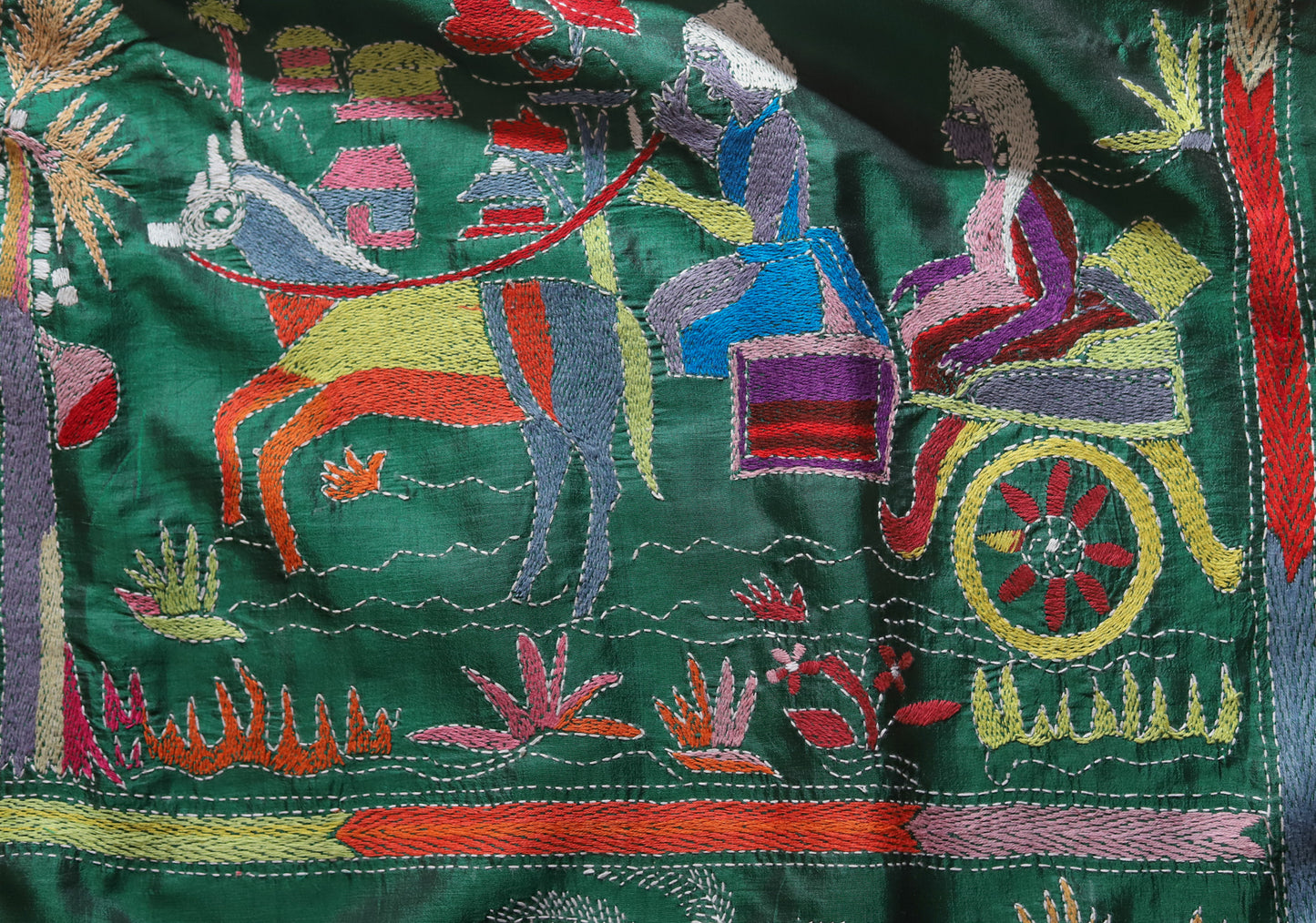 Bengal Hand Embroidery Kantha Stitch Silk Saree