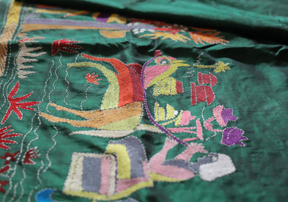 Bengal Hand Embroidery Kantha Stitch Silk Saree