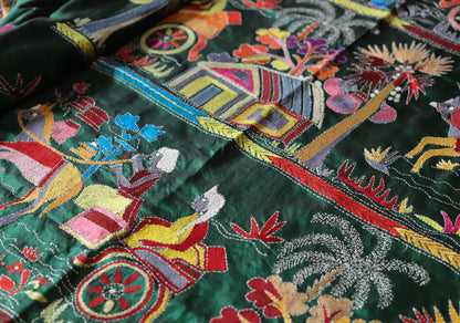 Bengal Hand Embroidery Kantha Stitch Silk Saree