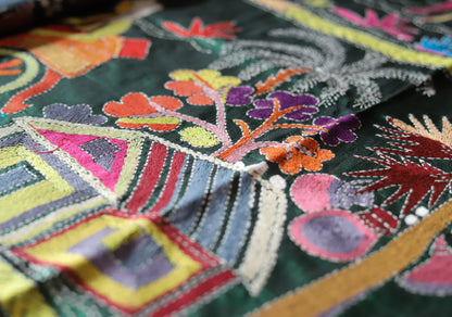 Bengal Hand Embroidery Kantha Stitch Silk Saree