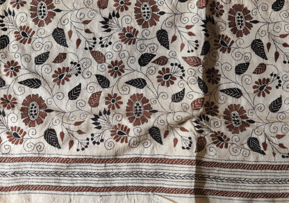 Bengal Hand Embroidery Kantha Stitch Silk Saree