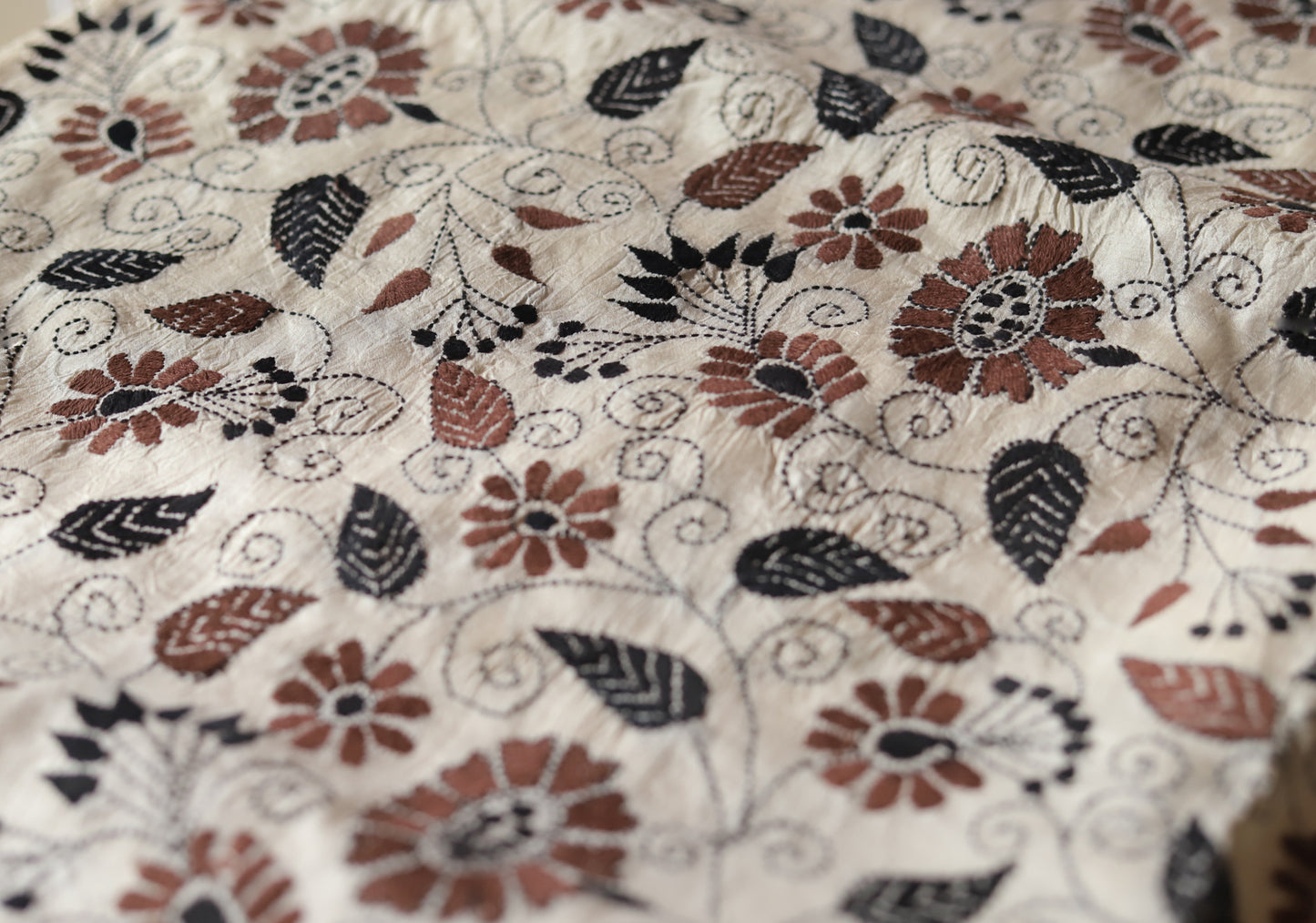 Bengal Hand Embroidery Kantha Stitch Silk Saree
