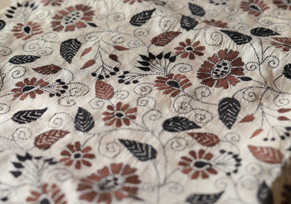 Bengal Hand Embroidery Kantha Stitch Silk Saree