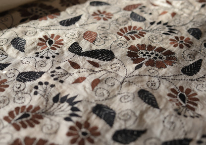 Bengal Hand Embroidery Kantha Stitch Silk Saree