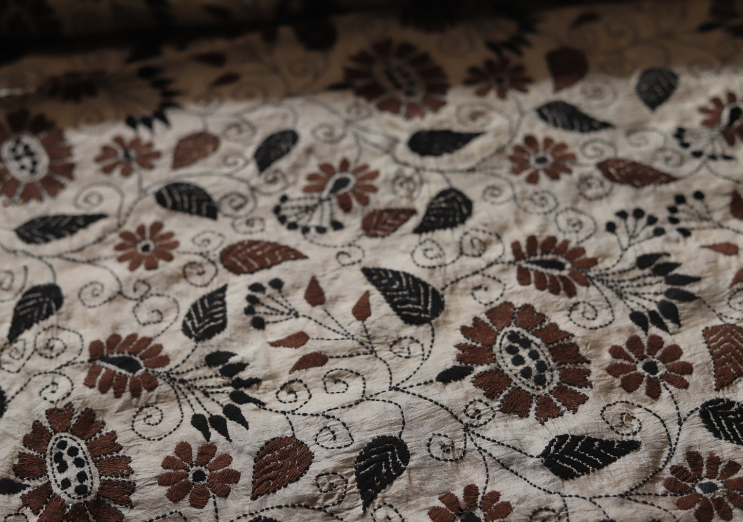 Bengal Hand Embroidery Kantha Stitch Silk Saree