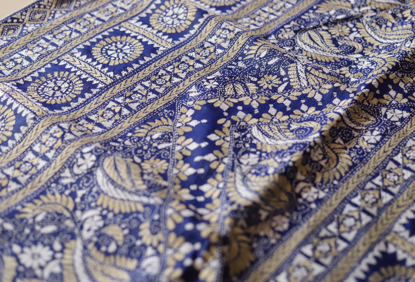 Bengal Hand Embroidery Kantha Stitch Silk Saree