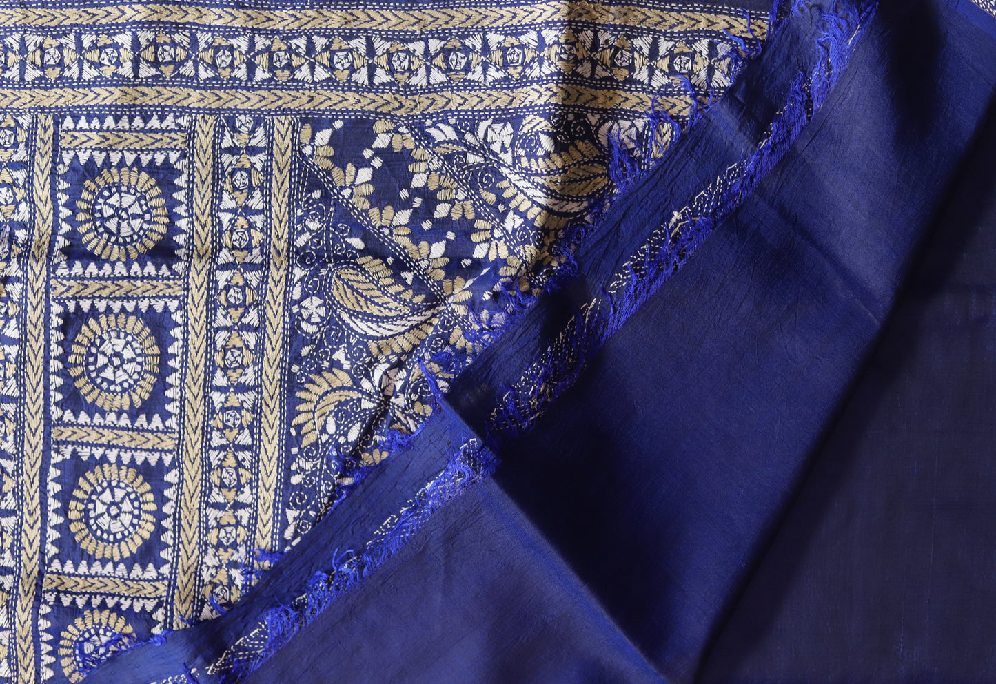 Bengal Hand Embroidery Kantha Stitch Silk Saree