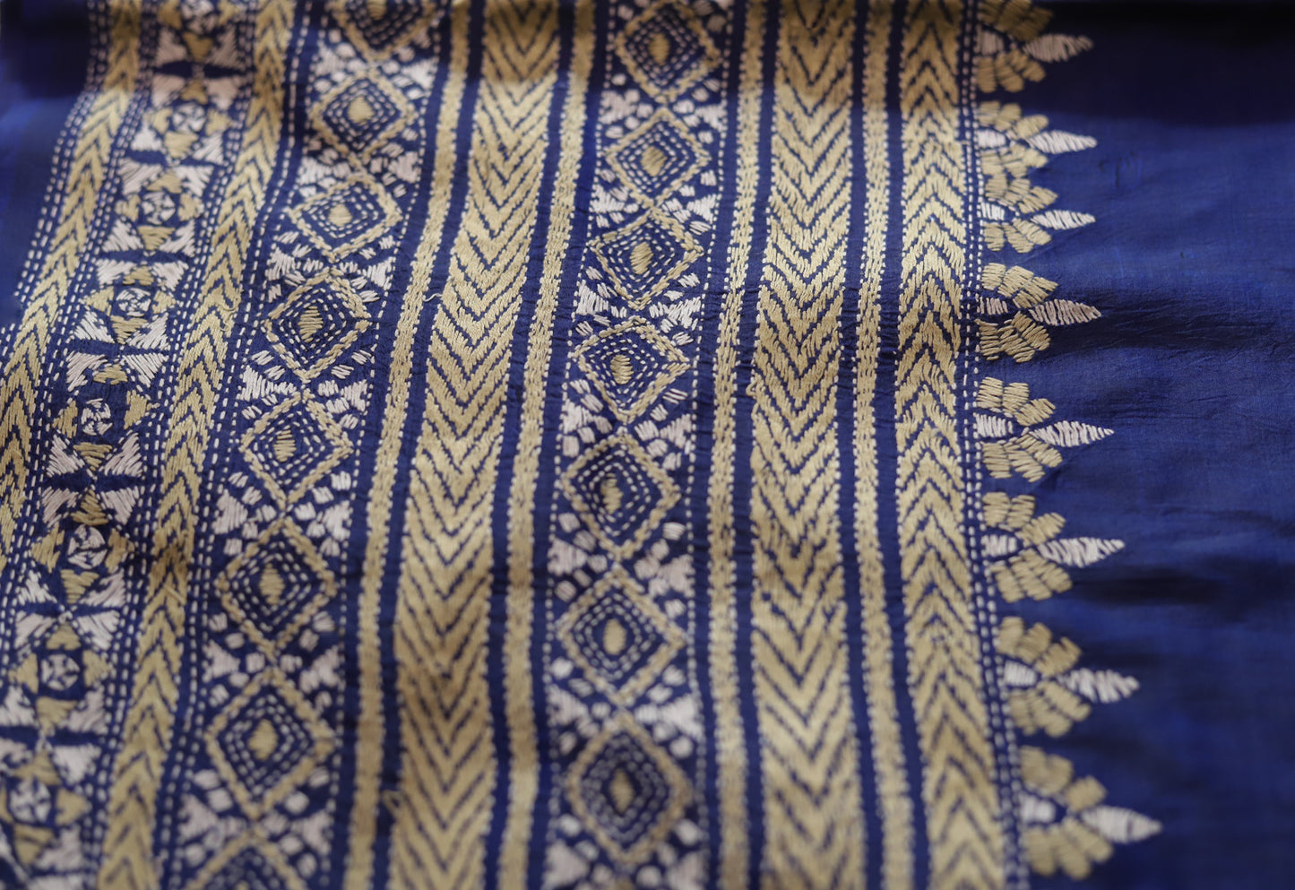 Bengal Hand Embroidery Kantha Stitch Silk Saree
