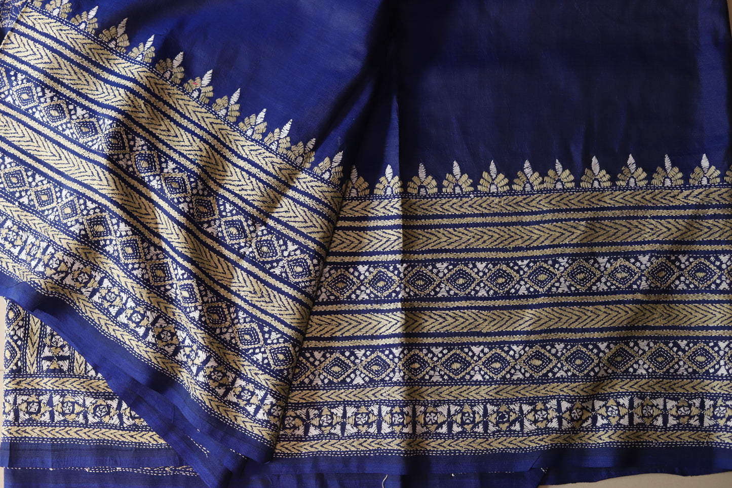 Bengal Hand Embroidery Kantha Stitch Silk Saree