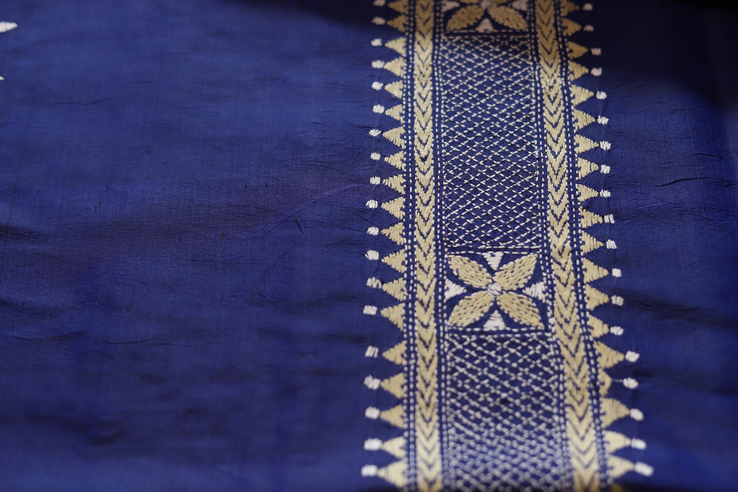 Bengal Hand Embroidery Kantha Stitch Silk Saree