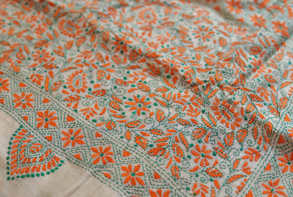Bengal Hand Embroidery Kantha Stitch Silk Saree