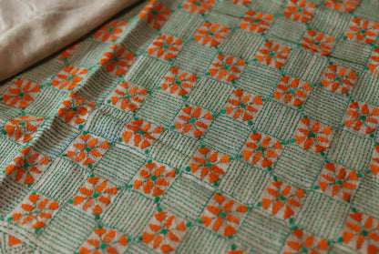 Bengal Hand Embroidery Kantha Stitch Silk Saree