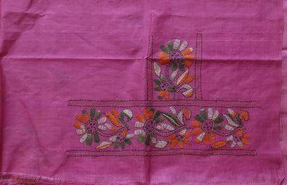 Bengal Hand Embroidery Kantha Stitch Silk Saree