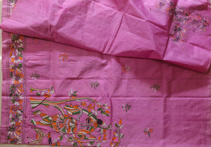 Bengal Hand Embroidery Kantha Stitch Silk Saree