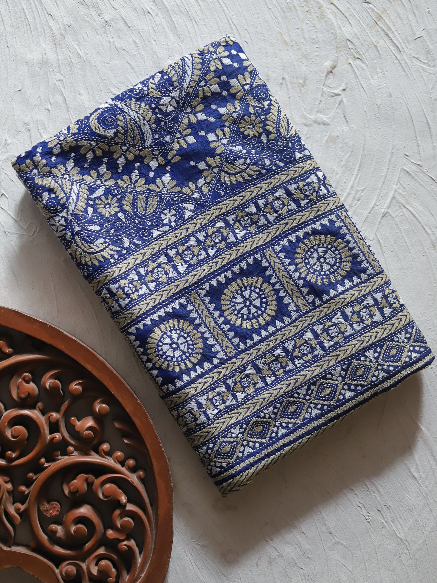 Bengal Hand Embroidery Kantha Stitch Silk Saree