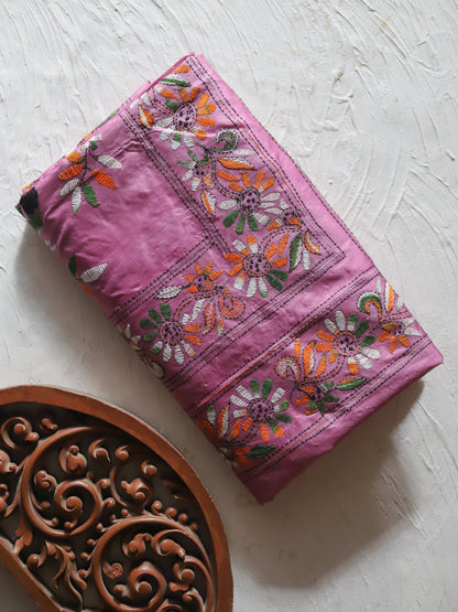 Bengal Hand Embroidery Kantha Stitch Silk Saree