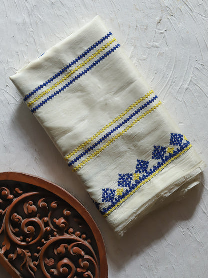 Bengal Hand Embroidery Kantha Stitch Silk Saree