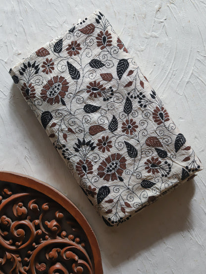Bengal Hand Embroidery Kantha Stitch Silk Saree