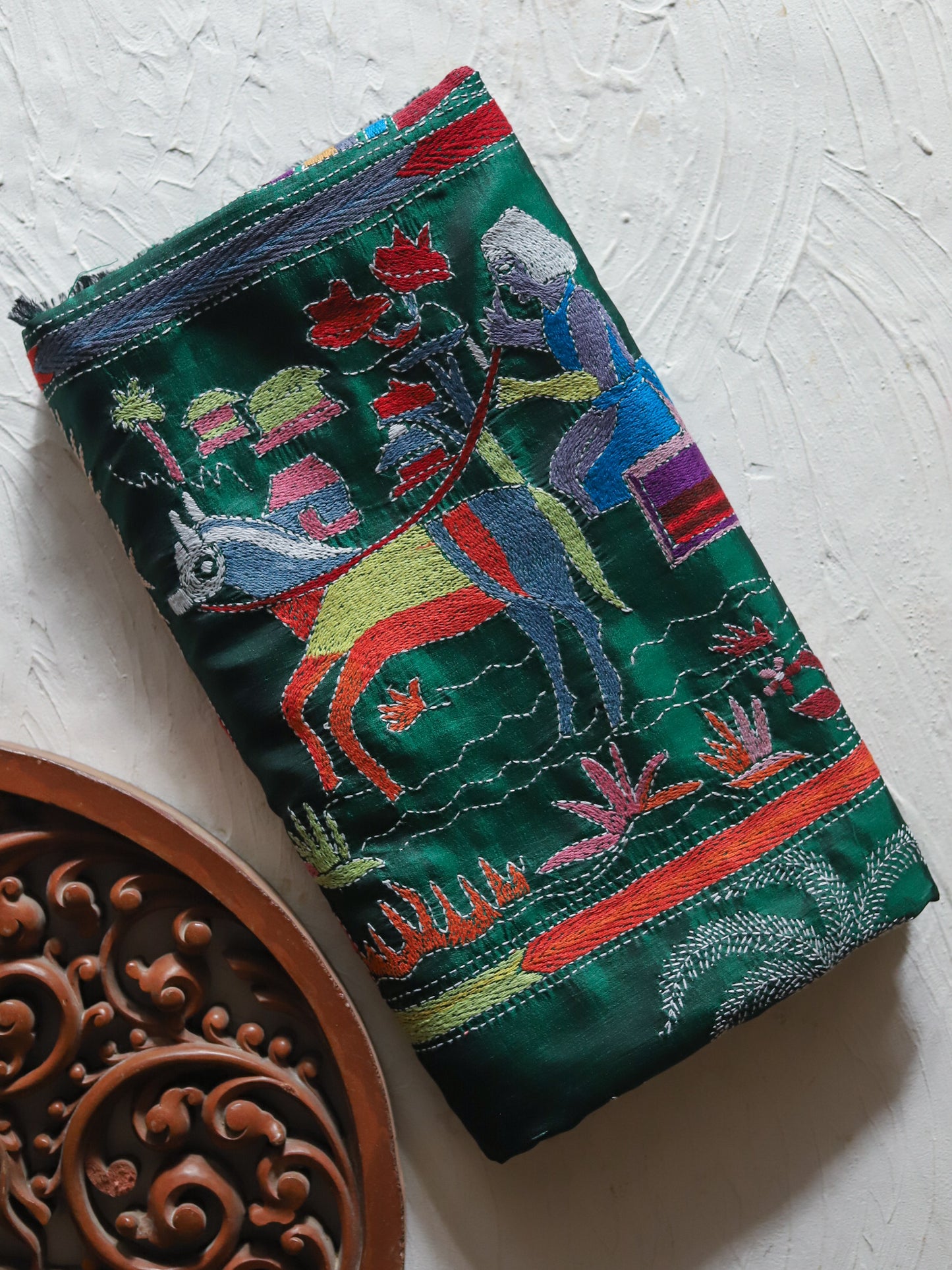 Bengal Hand Embroidery Kantha Stitch Silk Saree