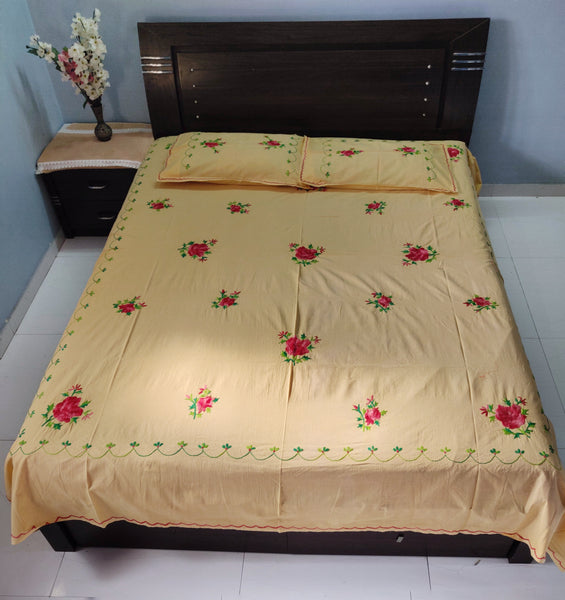 Bengal Hand Embroidered Cotton Bedsheet