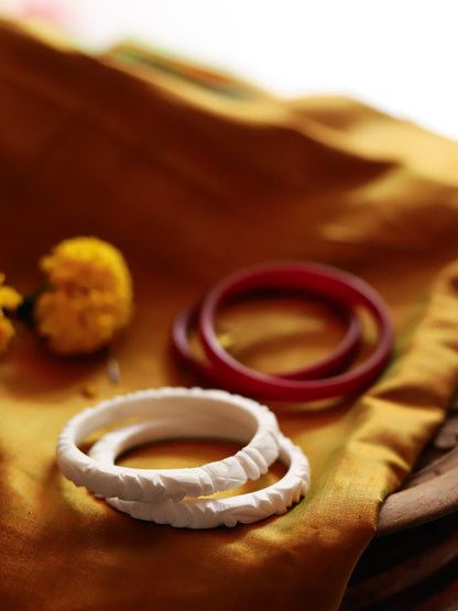 Handcarved Shakha Pola Bangle Pair (2.0 Inch)
