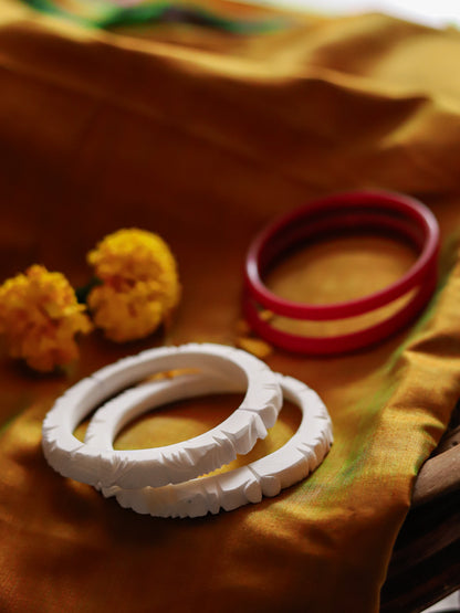 Handcarved Shakha Pola Bangle Pair (2.4 Inch)