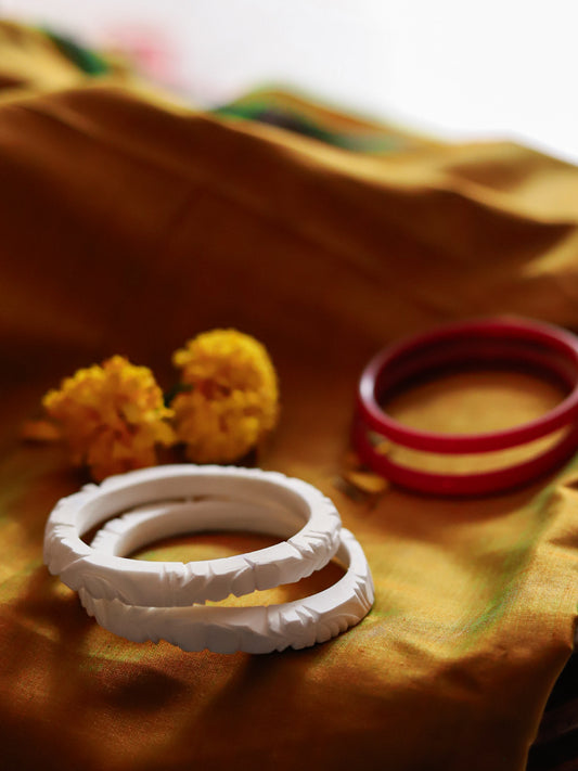 Handcarved Shakha Pola Bangle Pair (2.4 Inch)