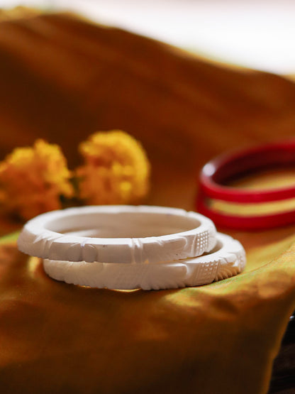 Handcarved Shakha Pola Bangle Pair (2.4 Inch)