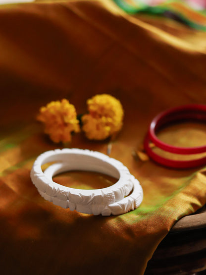 Handcarved Shakha Pola Bangle Pair (2.4 Inch)