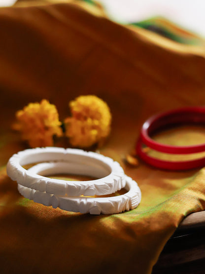 Handcarved Shakha Pola Bangle Pair (2.4 Inch)
