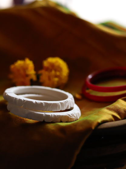 Handcarved Shakha Pola Bangle Pair (2.4 Inch)