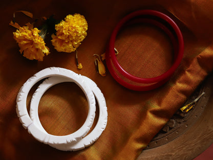 Handcarved Shakha Pola Bangle Pair (2.4 Inch)
