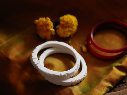 Handcarved Shakha Pola Bangle Pair (2.4 Inch)