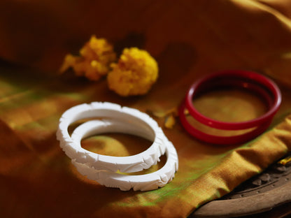 Handcarved Shakha Pola Bangle Pair (2.4 Inch)