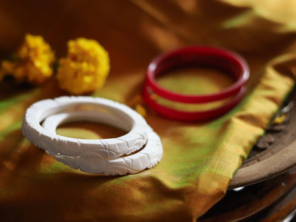 Handcarved Shakha Pola Bangle Pair (2.4 Inch)