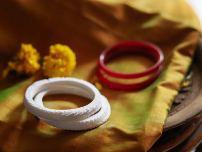 Handcarved Shakha Pola Bangle Pair (2.4 Inch)