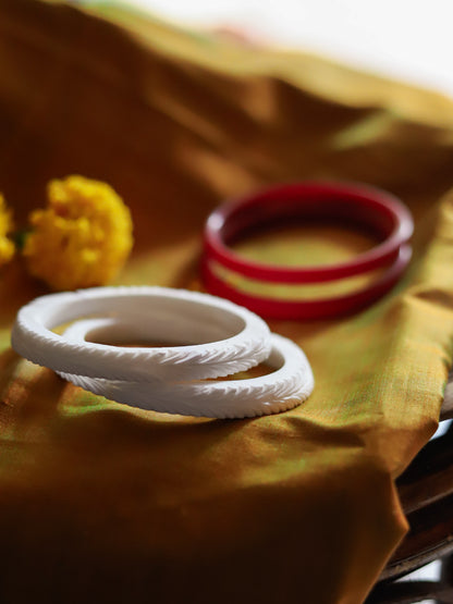 Handcarved Shakha Pola Bangle Pair (2.4 Inch)