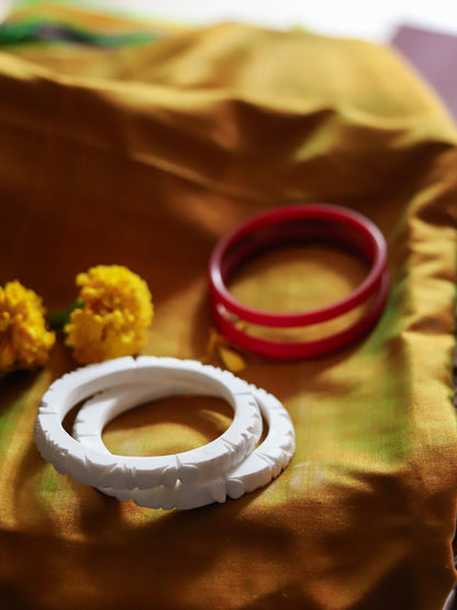 Handcarved Shakha Pola Bangle Pair (2.4 Inch)